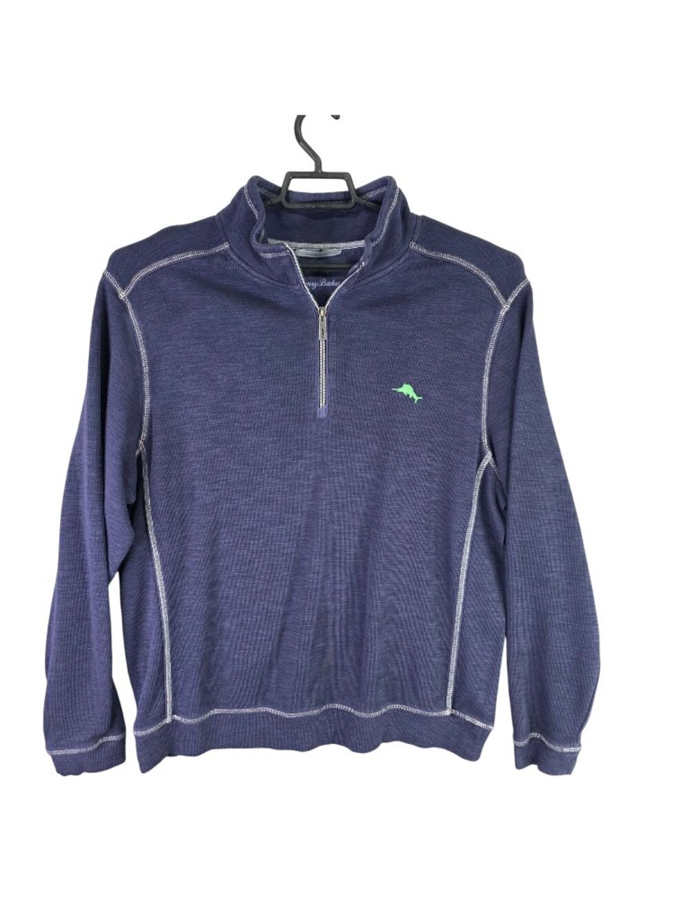 Mens Tommy Bahama Blue 1/4 Zip Pullover Sweatshirt Cotton Blend Long Sleeve XL